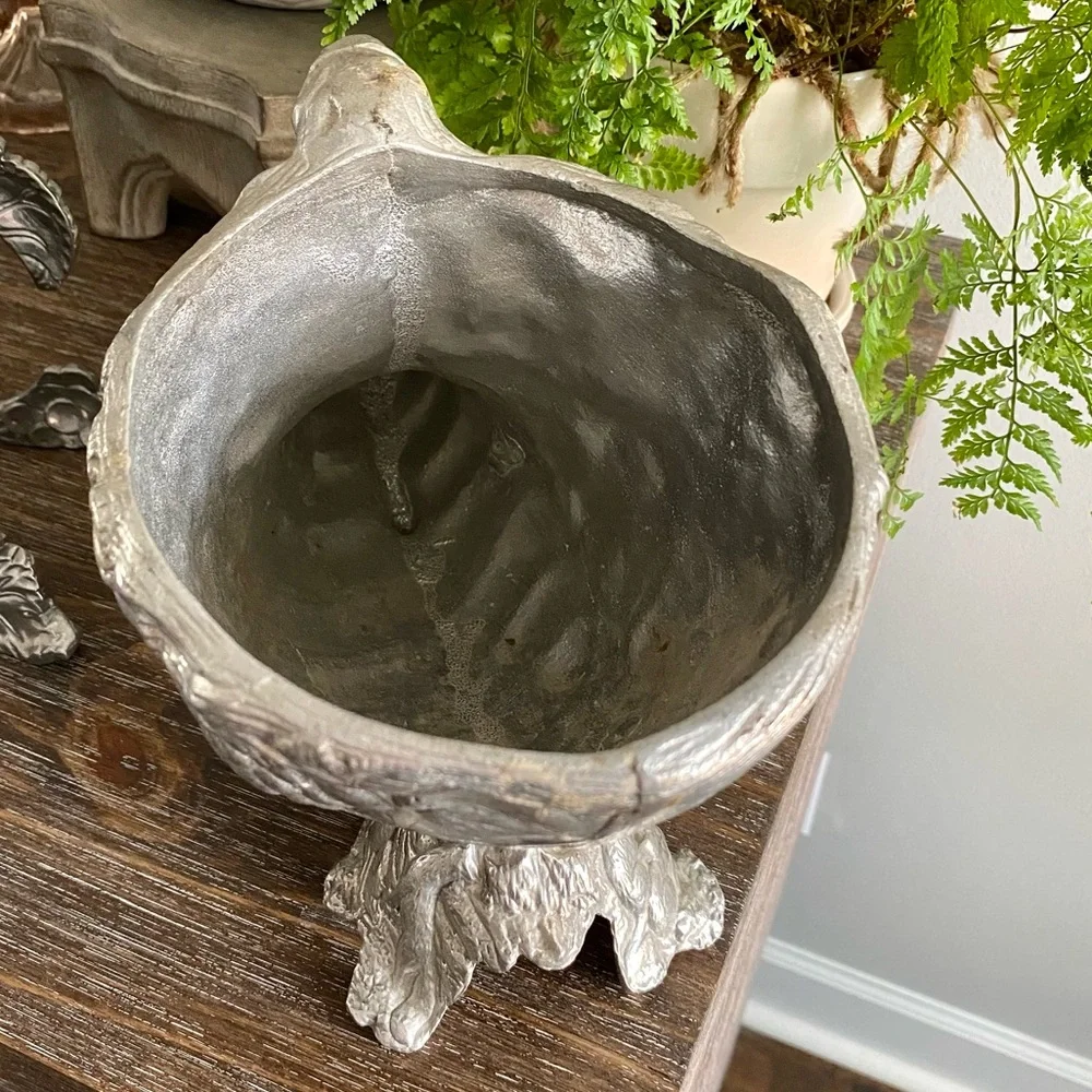 Vtg RARE Arthur Court Cornucopia Wine Cooler Bucket Cast Aluminum Grapes‎ Foxes